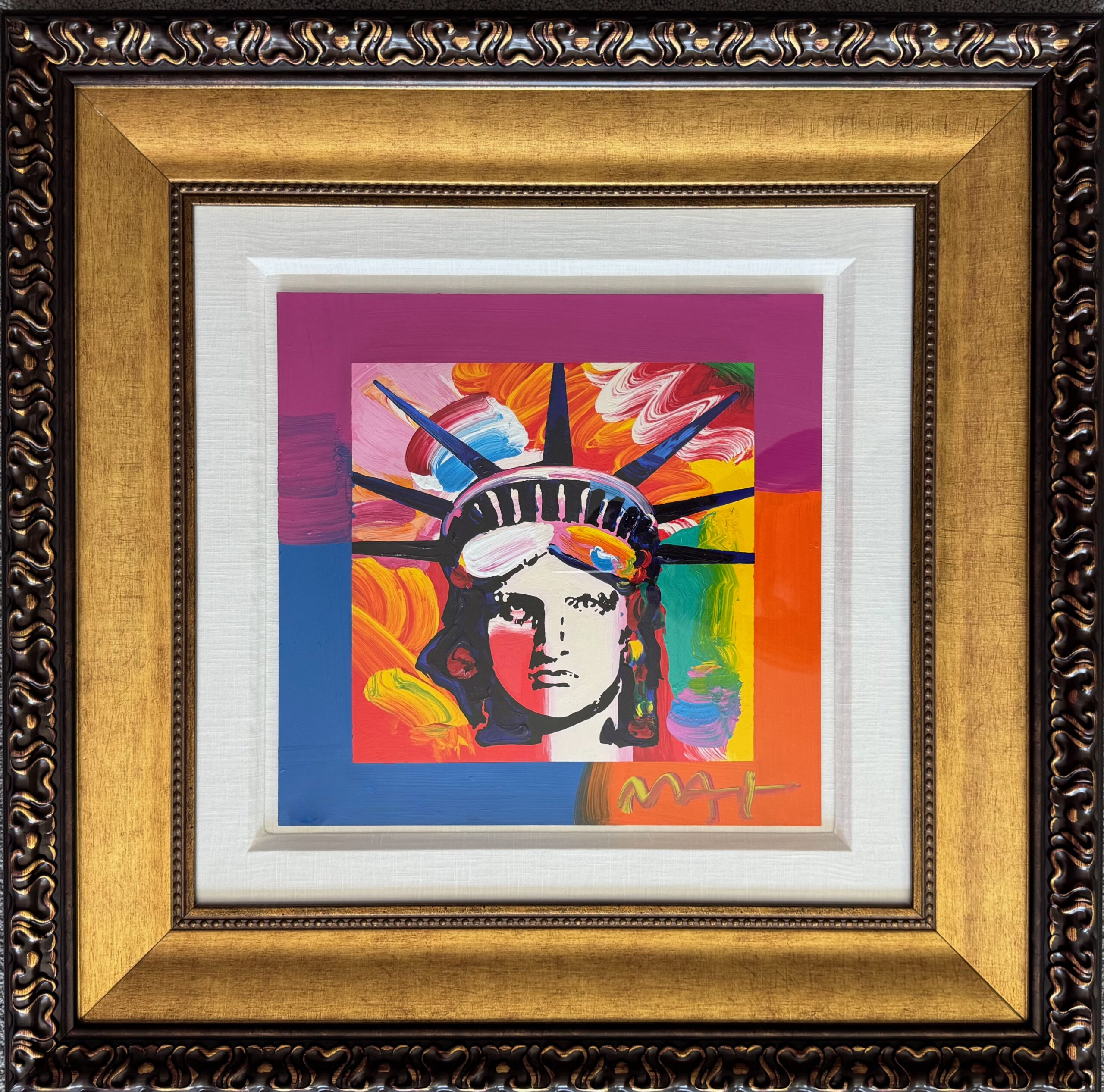 Peter Max LIBERTY HEAD 2015 Hand Signed Painted Serigraph COA Appraisal 32x 31