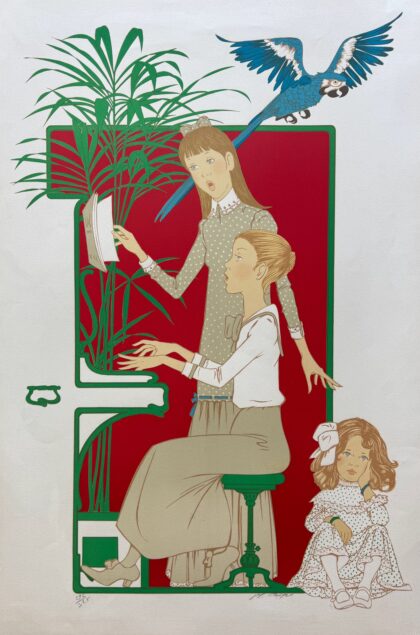 Philippe Noyer THREE GIRLS AT THE PIANO Hand Signed Limited Edition Lithograph