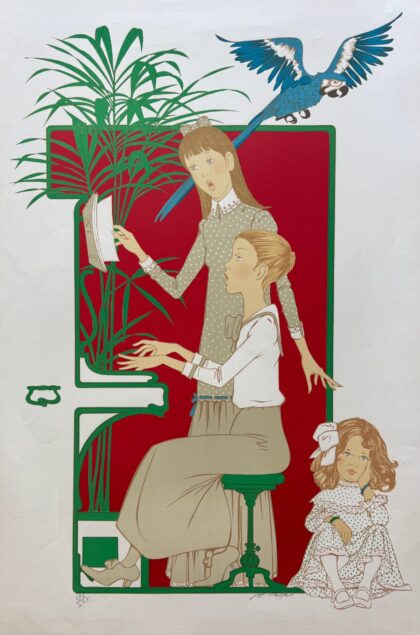 Philippe Noyer THREE GIRLS AT THE PIANO Hand Signed Limited Edition Lithograph