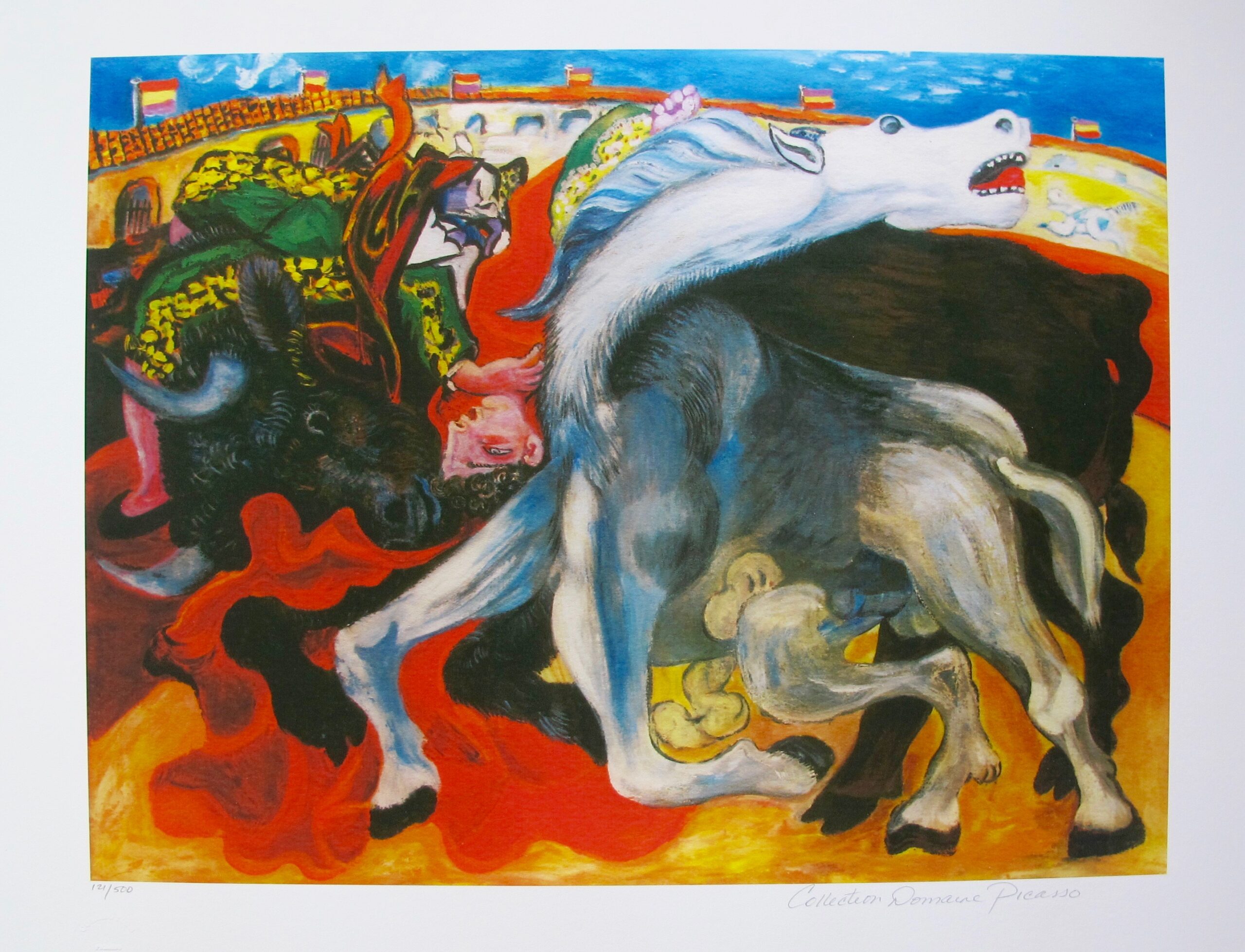 #34 BULL FIGHT, DEATH OF TOREADOR Pablo Picasso Estate Signed Giclee