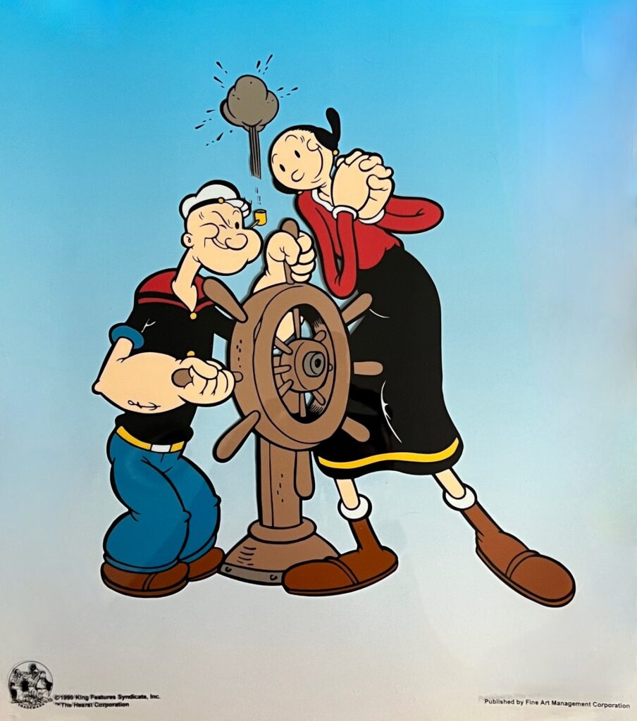 POPEYE & OLIVE OIL At The Wheel Sericel Animation Art