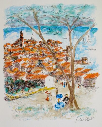 Urbain Huchet PROMENADE a SAINT TROPEZ Hand Signed Limited Edition Lithograph