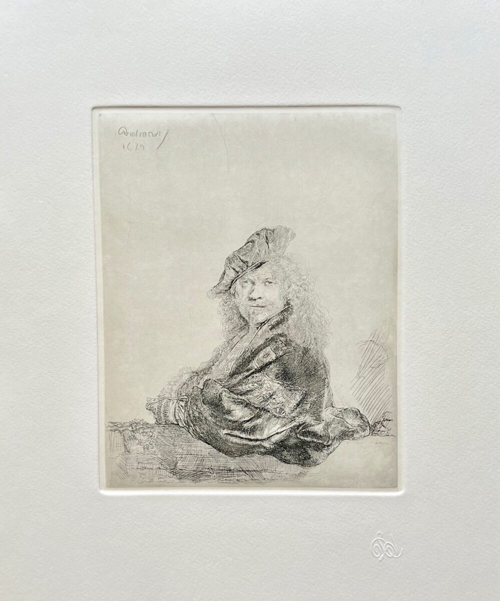 REMBRANDT Amand Durand Signed Etching SELF PORTRAIT LEANING ON A STONE SILL