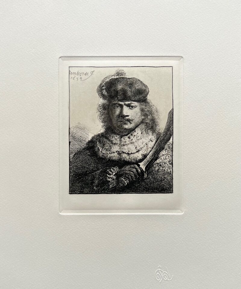 Rembrandt SELF PORTRAIT WITH RAISED SABRE Plate Signed Etching