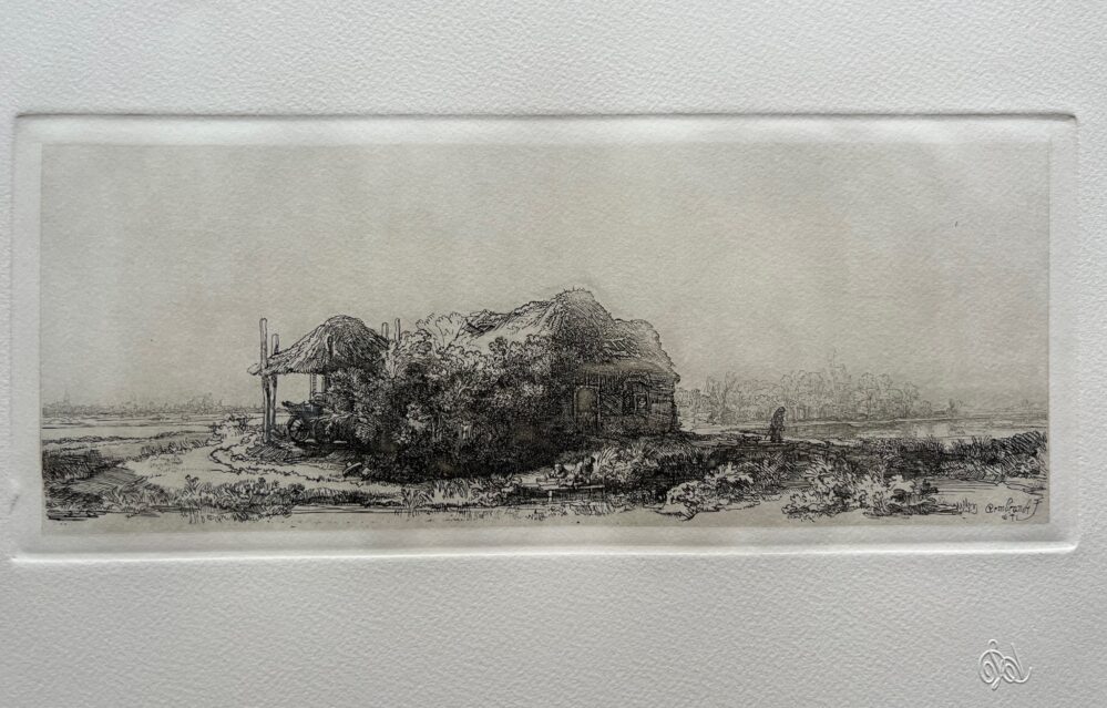 REMBRANDT LANDSCAPE WITH COTTAGE Plate Signed Etching by Amand Durand