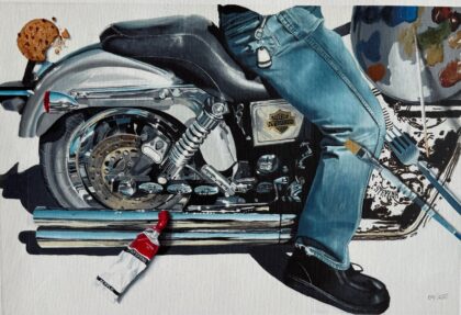 Roderick Stevens MOTORCYCLE DENIM Hand Signed Limited Edition Giclee on Canvas
