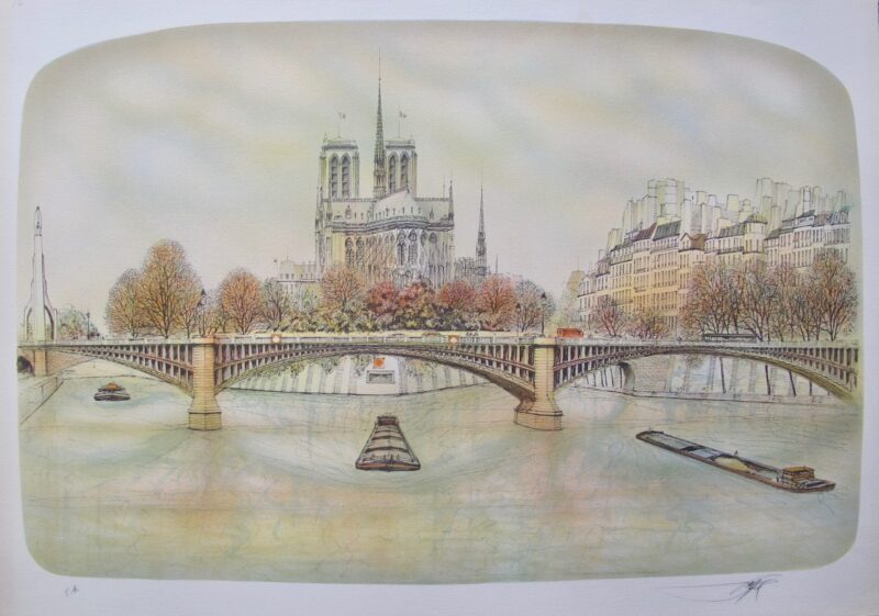 ROLF RAFFLEWSKI NOTRE DAME PARIS Hand Signed Limited Edition Lithograph