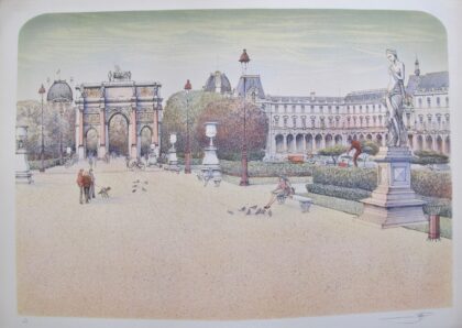 ROLF RAFFLEWSKI PARIS PLACE DU CARROUSEL Hand Signed Limited Edition Lithograph