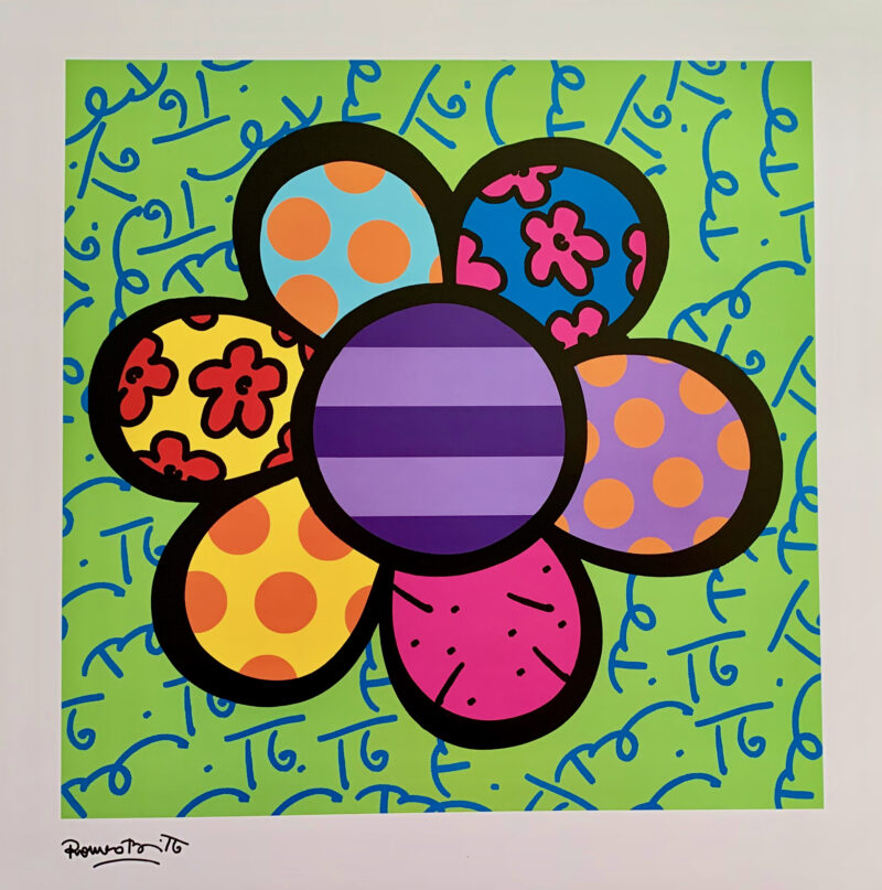 ROMERO BRITTO FLOWER POWER Facsimile Signed Lithograph