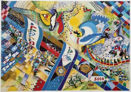 Raphael Abecassis JONAH Hand Signed Mixed Media Art with Gold Accents