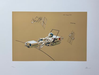 Raymond Loewy 1978 Hand Signed Limited Edition Lithograph SPACE MAINTENANCE TAXI