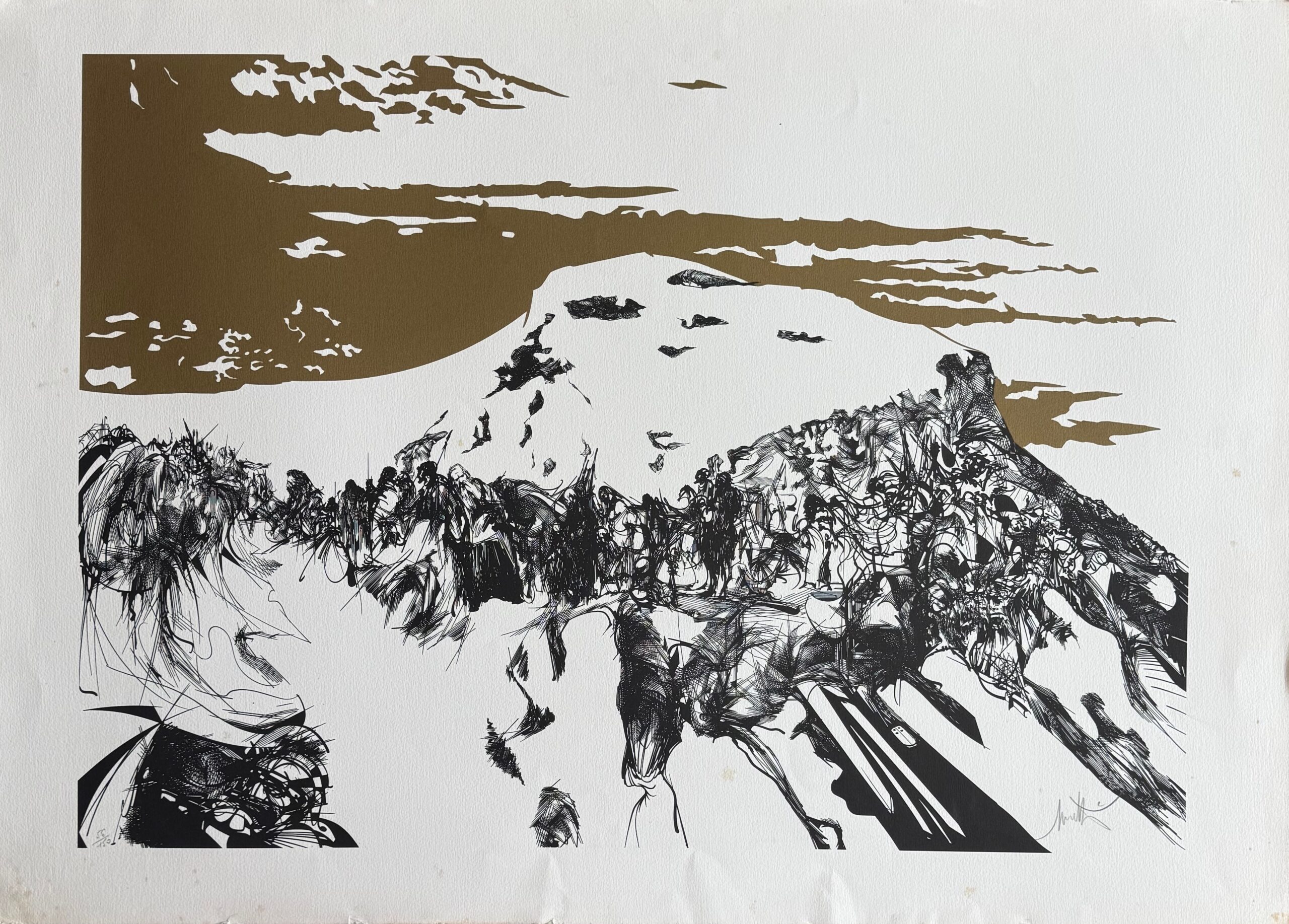 Raymond Moretti ZEALOTS ASCENDING MASADA Hand Signed Limited Edition Lithograph