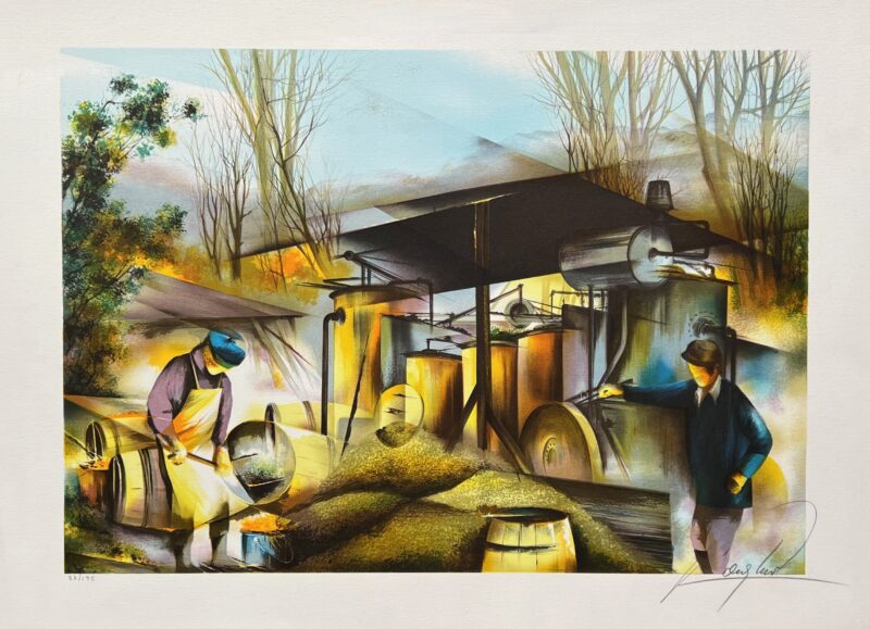 RAYMOND POULET GLASS BLOWER Hand Signed Limited Edition Lithograph