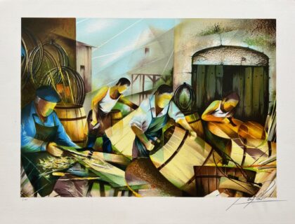 RAYMOND POULET THRESHING Hand Signed Limited Edition Lithograph