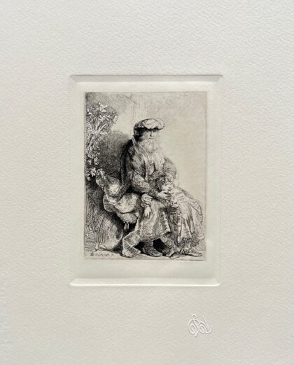 REMBRANDT Amand Durand Signed Etching JACOB CARESSING BENJAMIN