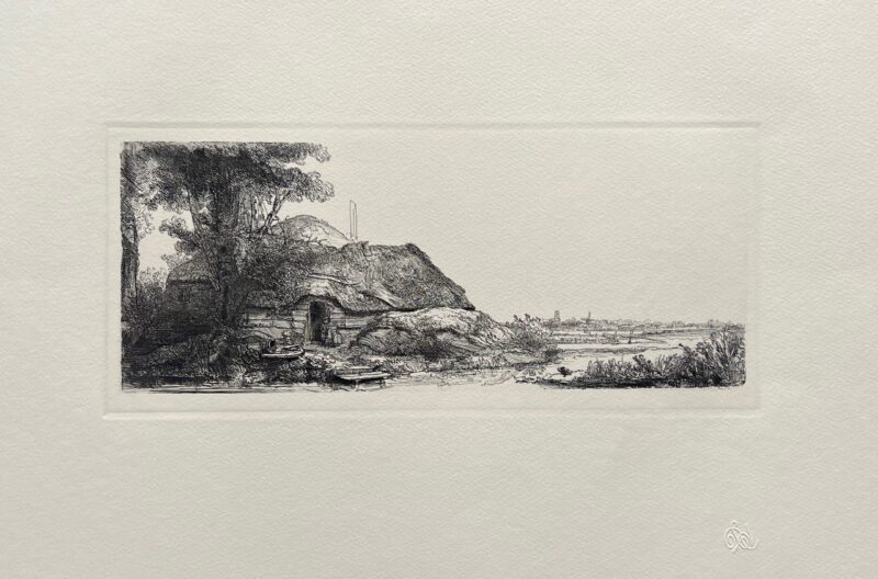 REMBRANDT Amand Durand Etching LANDSCAPE WITH A COTTAGE AND LARGE TREE