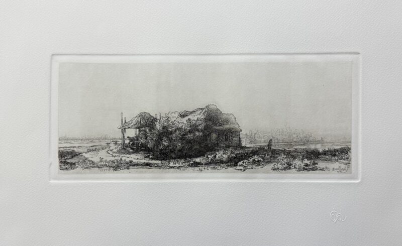Rembrandt LANDSCAPE WITH COTTAGE & HAYBARN Plate Signed Etching by Amand Durand
