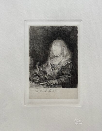 Rembrandt MAN AT A DESK WEARING A CROSS Amand Durand Plate Signed Etching