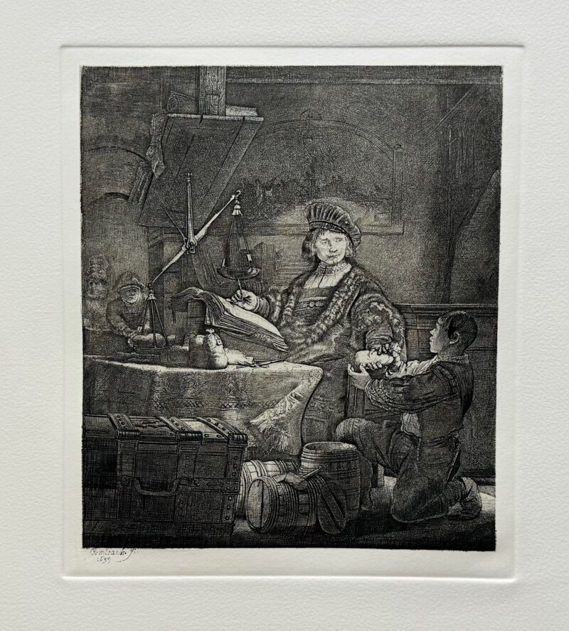 Rembrandt THE GOLD WEIGHER Etching by Amand Durand Signed in the Plate