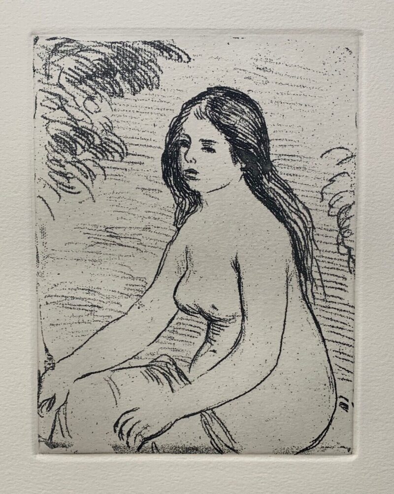 Renoir seated nude etching