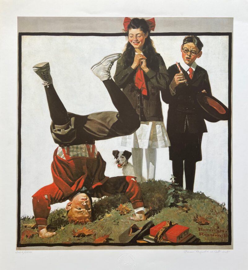 NORMAN ROCKWELL COUSIN REGINALD IS CUT OUT 1983 Lithograph