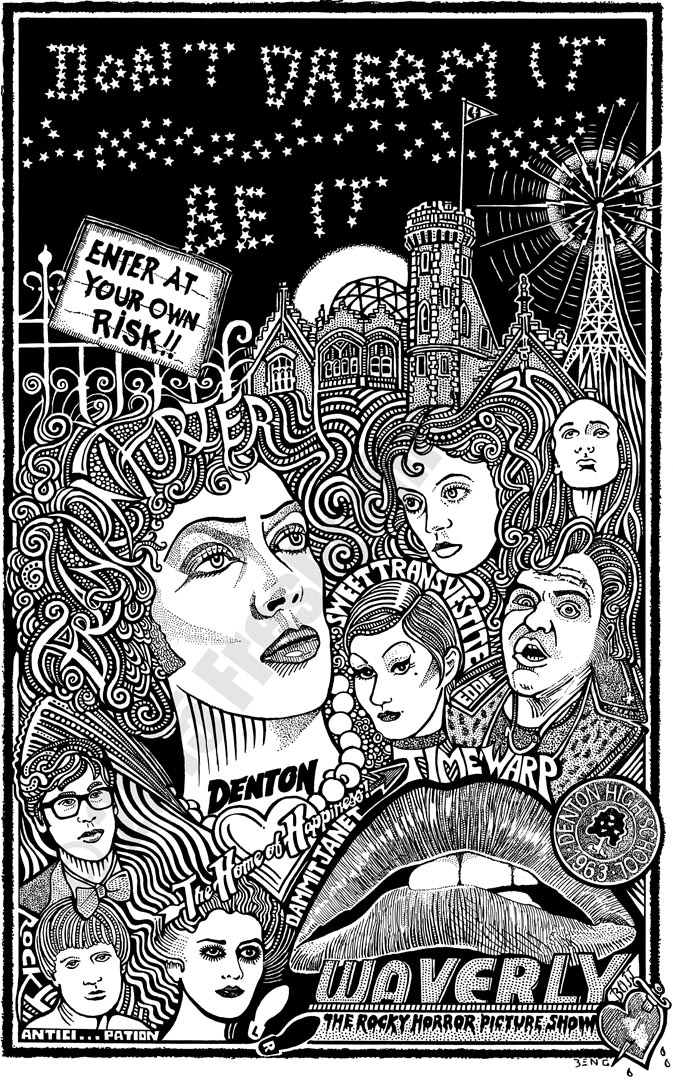 ROCKY HORROR MOVIE Psychedelic Hand Signed Posterography Letterpress Art