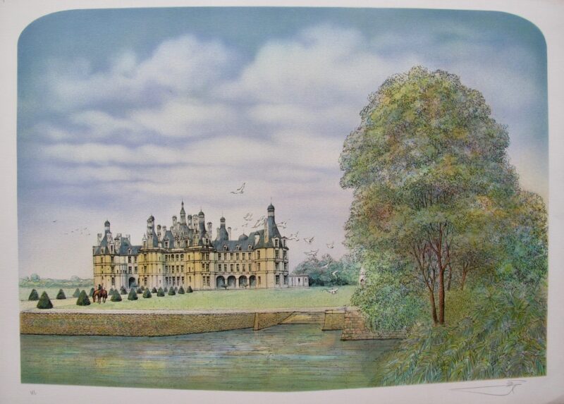 ROLF RAFFLEWSKI FRENCH CHATEAU II Hand Signed Limited Edition Lithograph