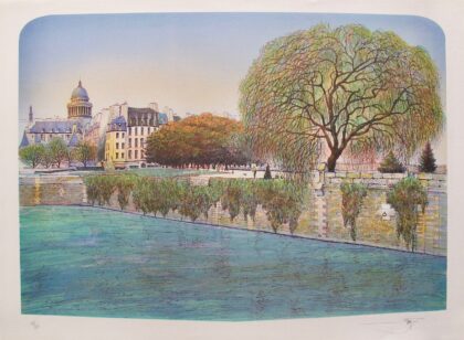 ROLF RAFFLEWSKI Paris LA SEINE SPRING Hand Signed Limited Edition Lithograph