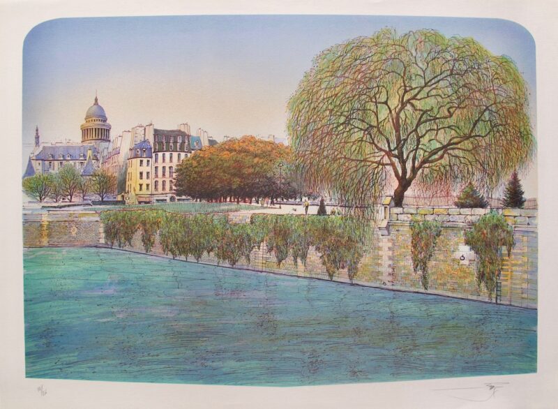 ROLF RAFFLEWSKI Paris LA SEINE SPRING Hand Signed Limited Edition Lithograph