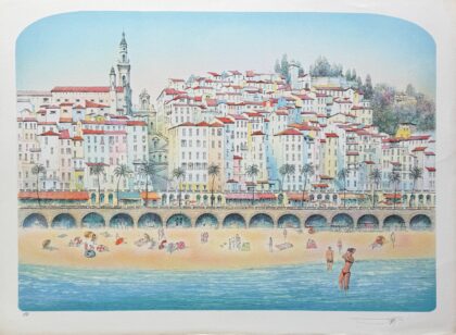 Rolf Rafflewski MENTON FRENCH RIVIERA Hand Signed Limited Edition Lithograph