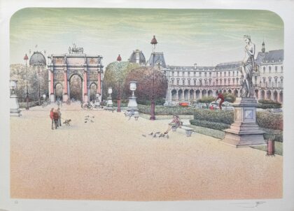 Rolf Rafflewski PARIS PLACE DU CAROUSEL Hand Signed Limited Edition Lithograph