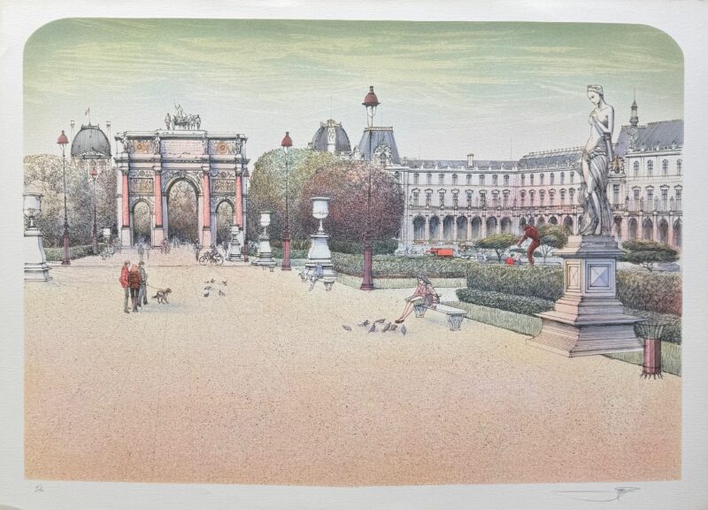 Rolf Rafflewski PARIS PLACE DU CAROUSEL Hand Signed Limited Edition Lithograph