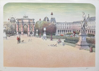 Rolf Rafflewski PARIS PLACE DU CAROUSEL Hand Signed Limited Edition Lithograph
