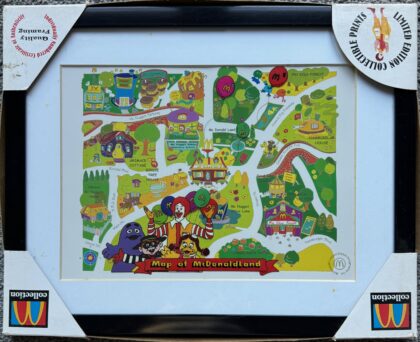 Ronald McDonald's 1998 Framed McDonaldland Map Sericel Animation Art Cel