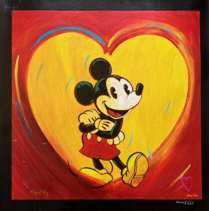 Simon Bull I HEART MICKEY MOUSE Hand Signed Giclee on Canvas