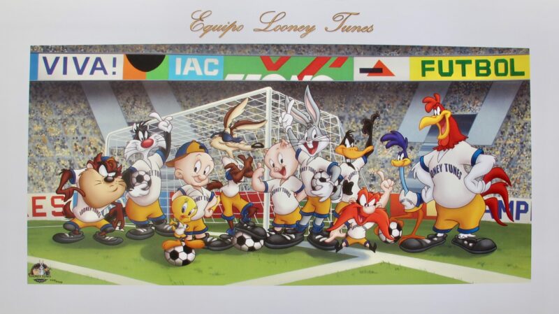 SOCCER TEAM LOONEY TUNES Limited Edition Art Lithograph VIVA FUTBOL Football