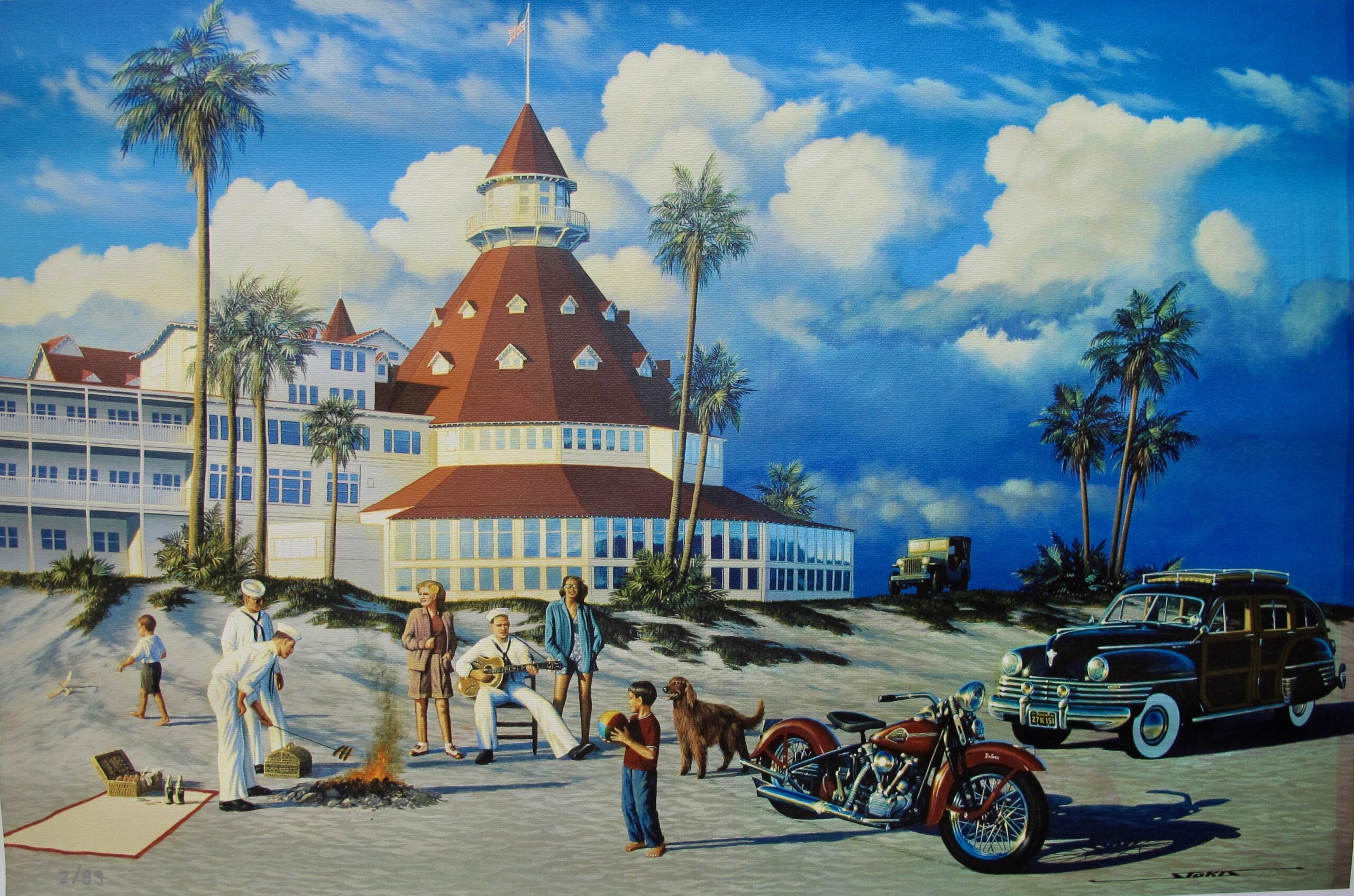 STAN STOKES Shore Leave Hotel Del Coronado Facsimile Signed Giclee on Canvas