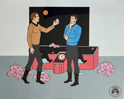 STAR TREK CAPTAIN KIRK MR SPOCK TRIBBLES Sericel Animation Art