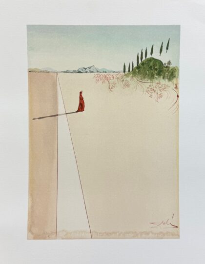 Salvador Dali 1960 Plate Signed DIVINE COMEDY INFERNO #1 Color Woodblock