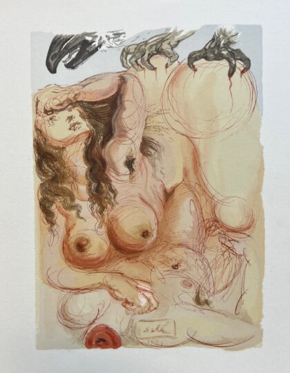 Salvador Dali 1960 DIVINE COMEDY PURGATORY #9 Signed Woodcut Wood Block