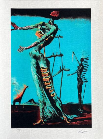 Salvador Dali BURNING GIRAFFE Facsimile Signed & Numbered Giclee 16" x 12"