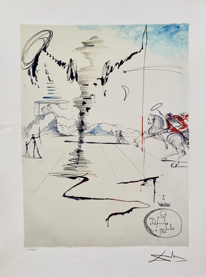 Salvador Dali CHEVALIER Facsimile Signed Limited Edition Giclee 24"x18"