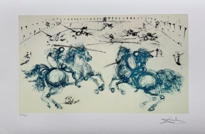 Salvador Dali COMBAT DE CHEVALIERS Facsimile Signed Numbered Giclee Art 16 x 24