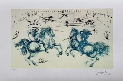 Salvador Dali COMBAT DE CHEVALIERS Facsimile Signed Numbered Giclee Art 16 x 24