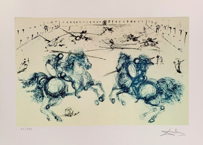 Salvador Dali COMBAT DE CHEVALIERS Facsimile Signed Limited Edition Giclee