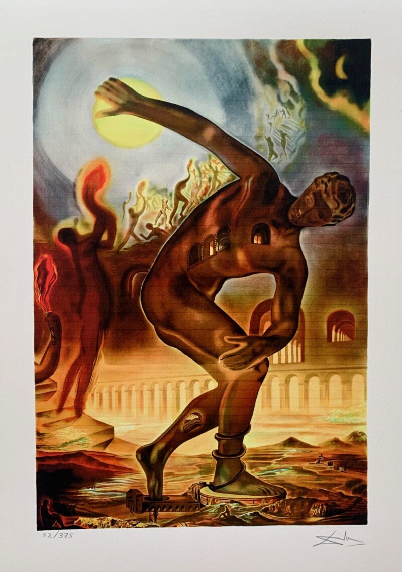 Salvador Dali COSMIC ATHLETE Facsimile Signed Limited Edition Giclee 17" x 12"