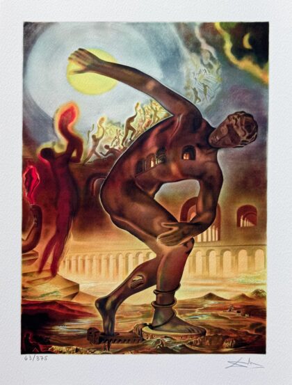 Salvador Dali COSMIC ATHLETE Facsimile Signed & Numbered Giclee Art 16 x 12