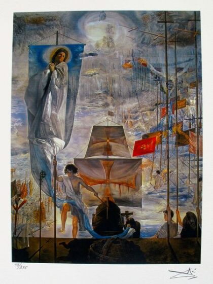 Salvador Dali DISCOVERY OF AMERICA Facsimile Signed Limited Edition Giclee 15" x 11"