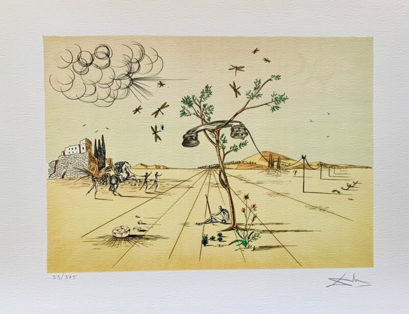 Salvador Dali DISEMBODIED TELEPHONE Facsimile Signed Limited Edition Giclee