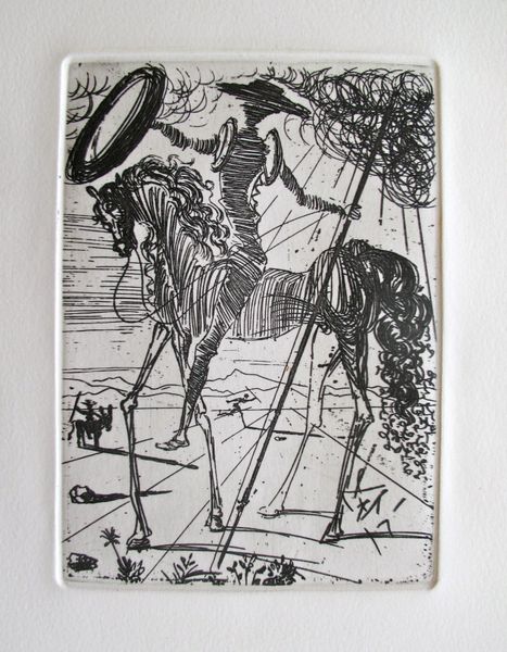 Salvador Dali DON QUIXOTE Restrike Etching Signed in the Plate